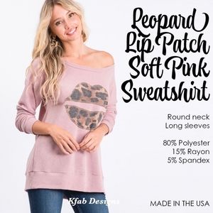 Leopard Lip Patch Soft Pink Sweatshirt